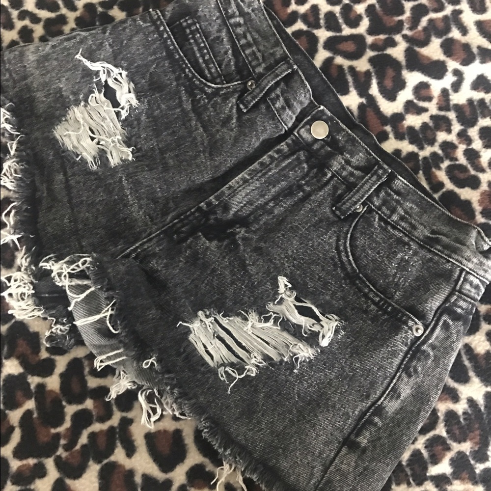 Faded black jean shorts